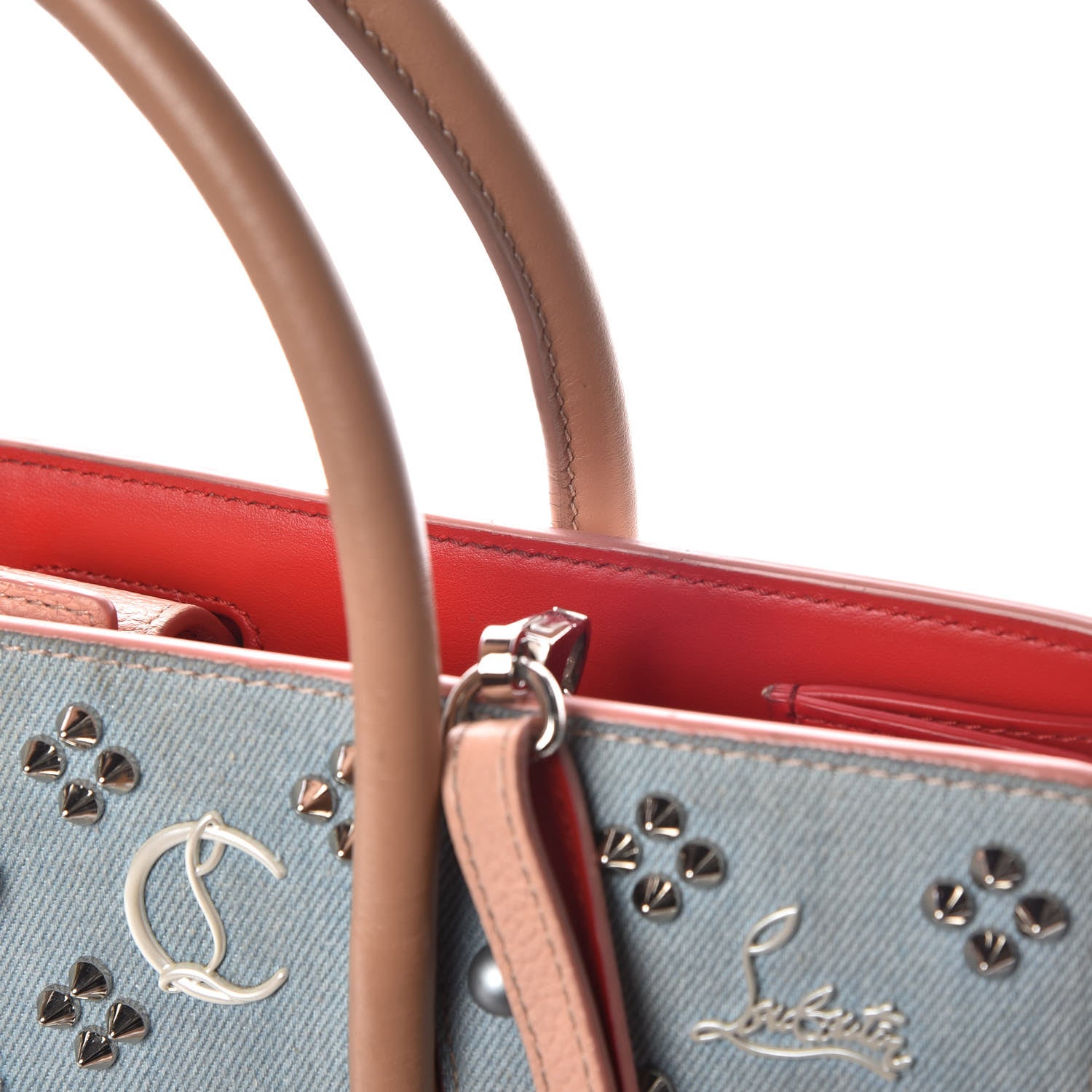 Christian Louboutin Denim Calfskin Patent Pearl Studded Loubinthesky Medium Paloma Blue 20 of 29