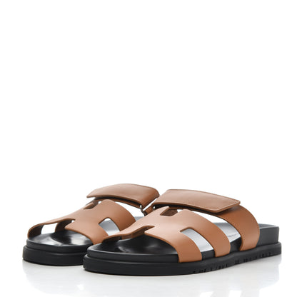 Hermes Calfskin Womens Chypre Sandals 39 Gold 3 of 9