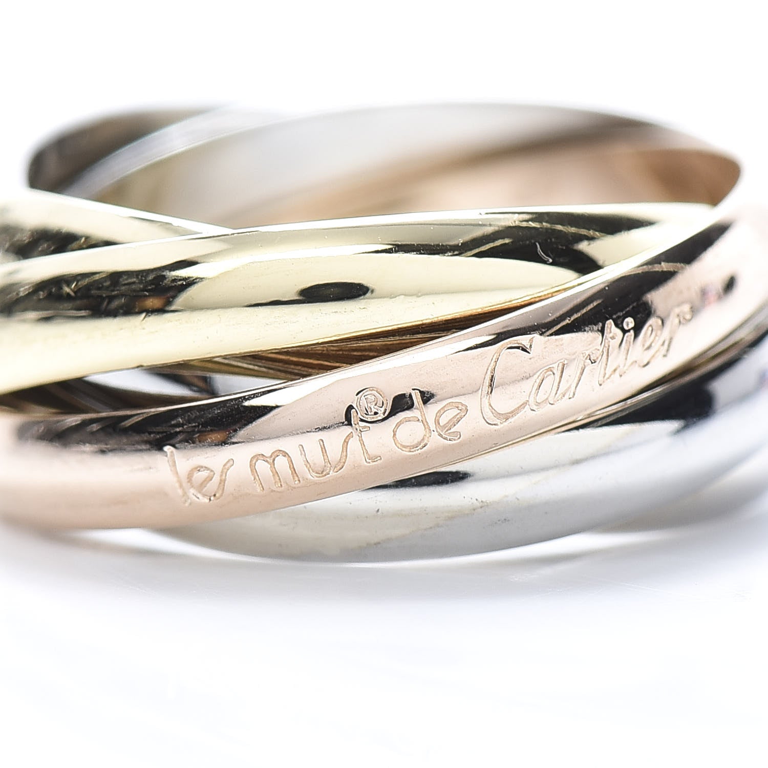 Cartier 18K Pink Yellow White Gold Les Must De Trinity Five Band Ring 51 5.75 4 of 6