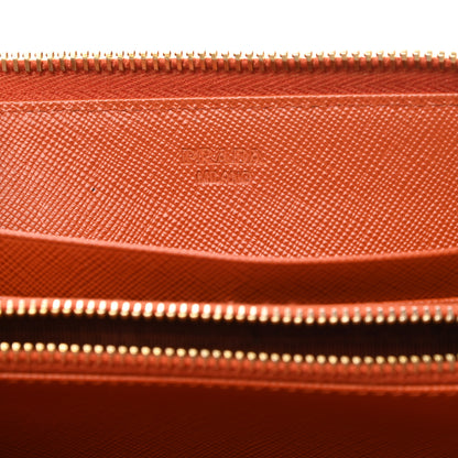 Prada Saffiano Fiocco Bow Zip Around Wallet Papaya 7 of 8