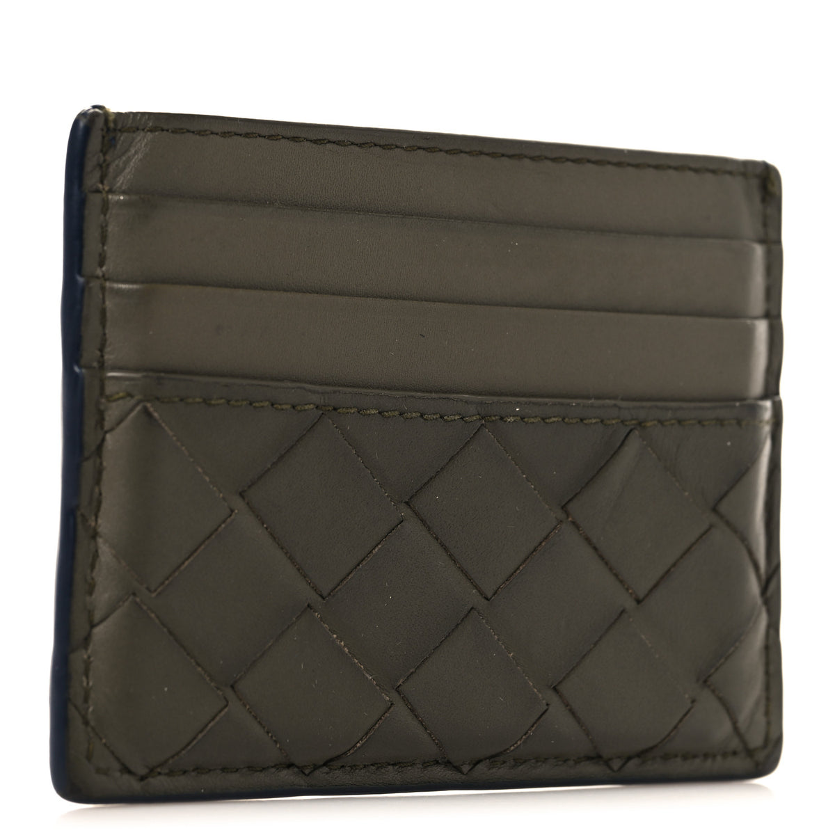 Nappa Intrecciato Card Holder Cypress Abyss