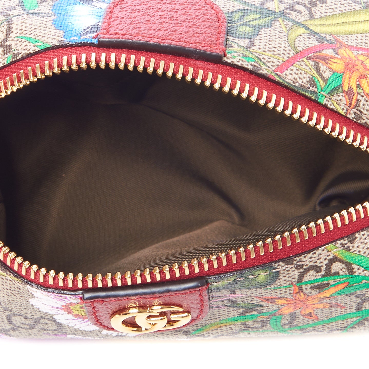 Gucci Soft GG Supreme Monogram Flora Calfskin Small Ophidia Cosmetic Case Beige Ebony Multicolor Rosso 6 of 11