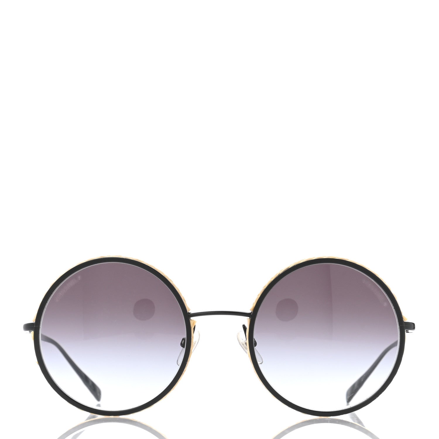 Chanel Metal Raffia Braided Round Sunglasses 4250 Black 2 of 13