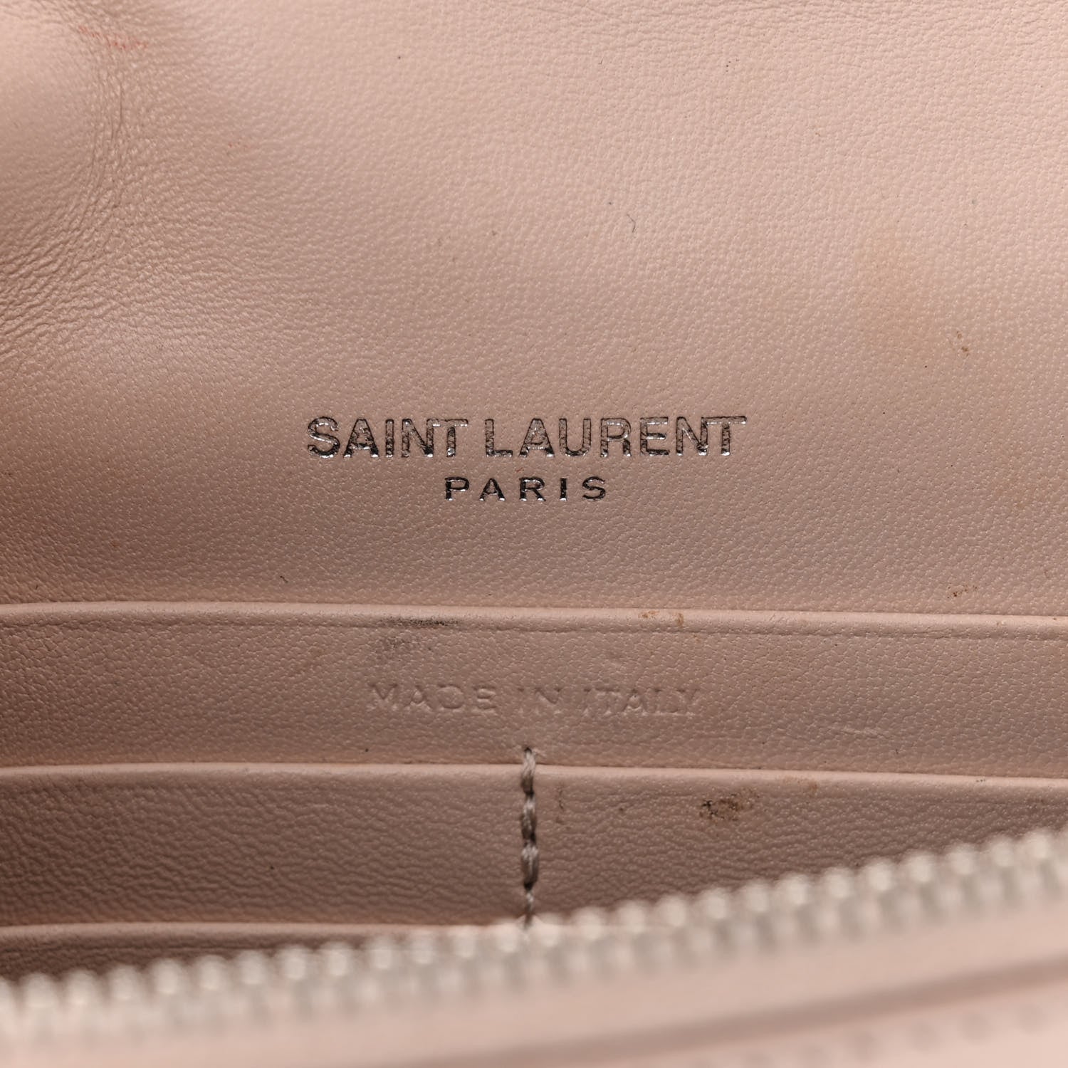 Saint Laurent Calfskin Crocodile Embossed Kate Monogram Tassel Chain Wallet Marble Pink 6 of 12
