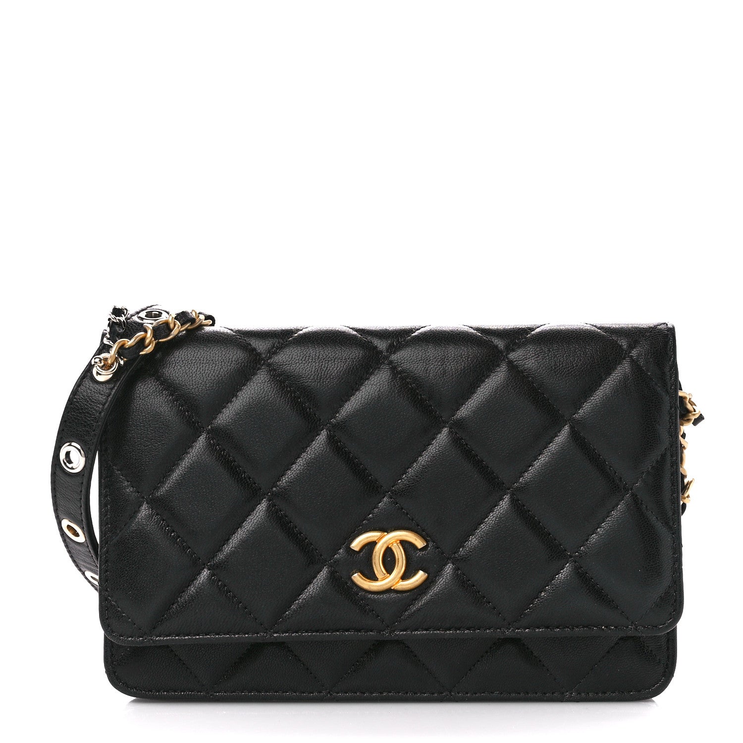 Chanel Goatskin Quilted Quilted Like A Wallet Wallet On Chain WOC Black 1 of 12