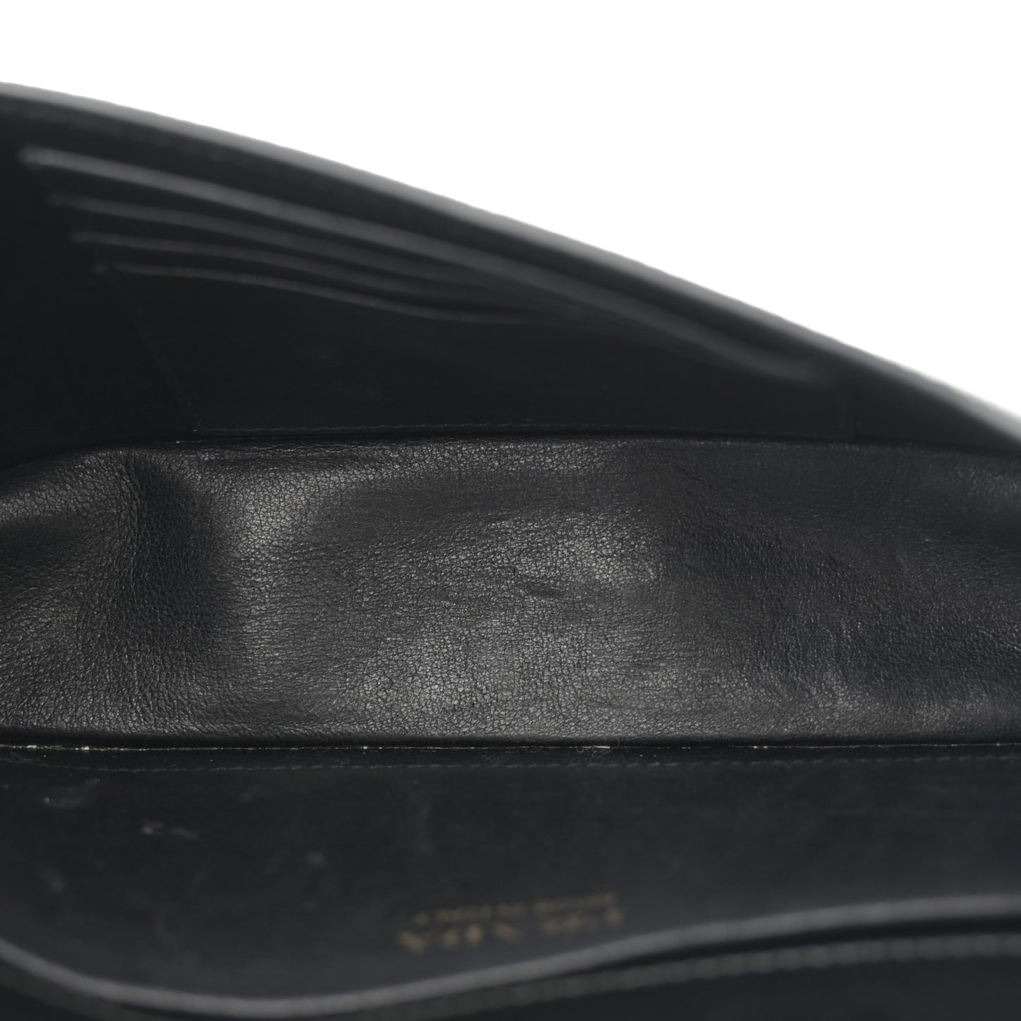 Saffiano Cuir Calfskin Monochrome Envelope Wallet on Chain Shoulder Bag Black