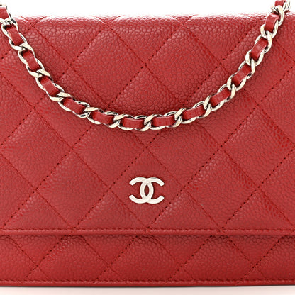Chanel Caviar Quilted Wallet on Chain WOC Red 9 of 11