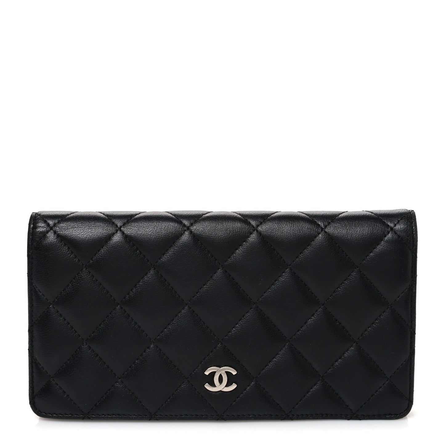 Lambskin Quilted Yen Wallet Black