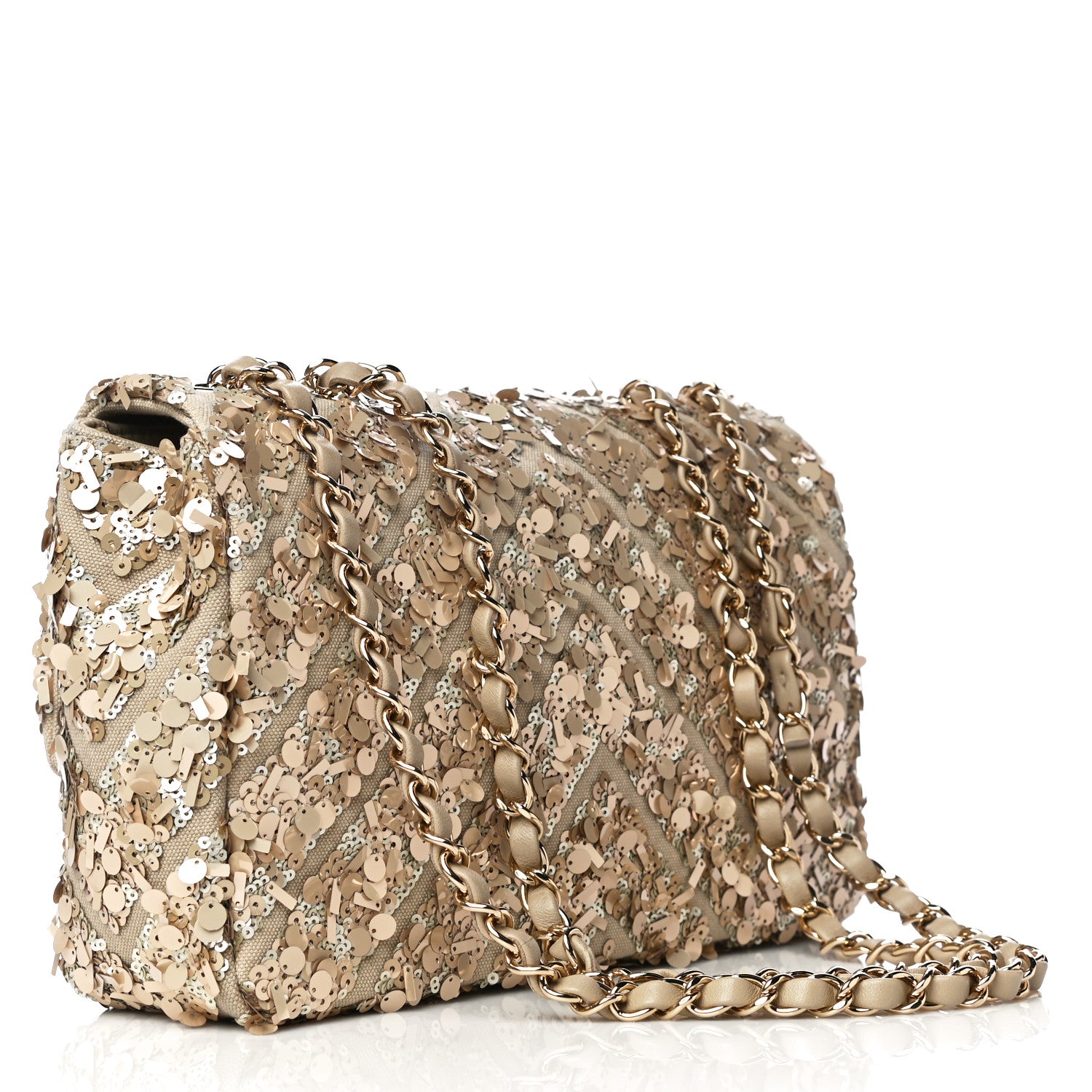 Chanel Sequins Chevron Medium Flap Gold 6 of 16