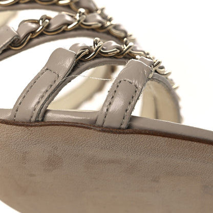 Chanel Calfskin Chain Sandals 36 Dark Beige 10 of 11