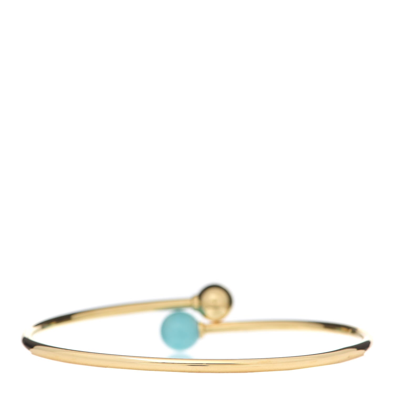 Tiffany 18K Yellow Gold Amazonite 8mm HardWear Ball Bypass Bracelet 3 of 5