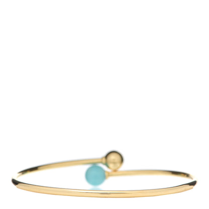 Tiffany 18K Yellow Gold Amazonite 8mm HardWear Ball Bypass Bracelet 3 of 5