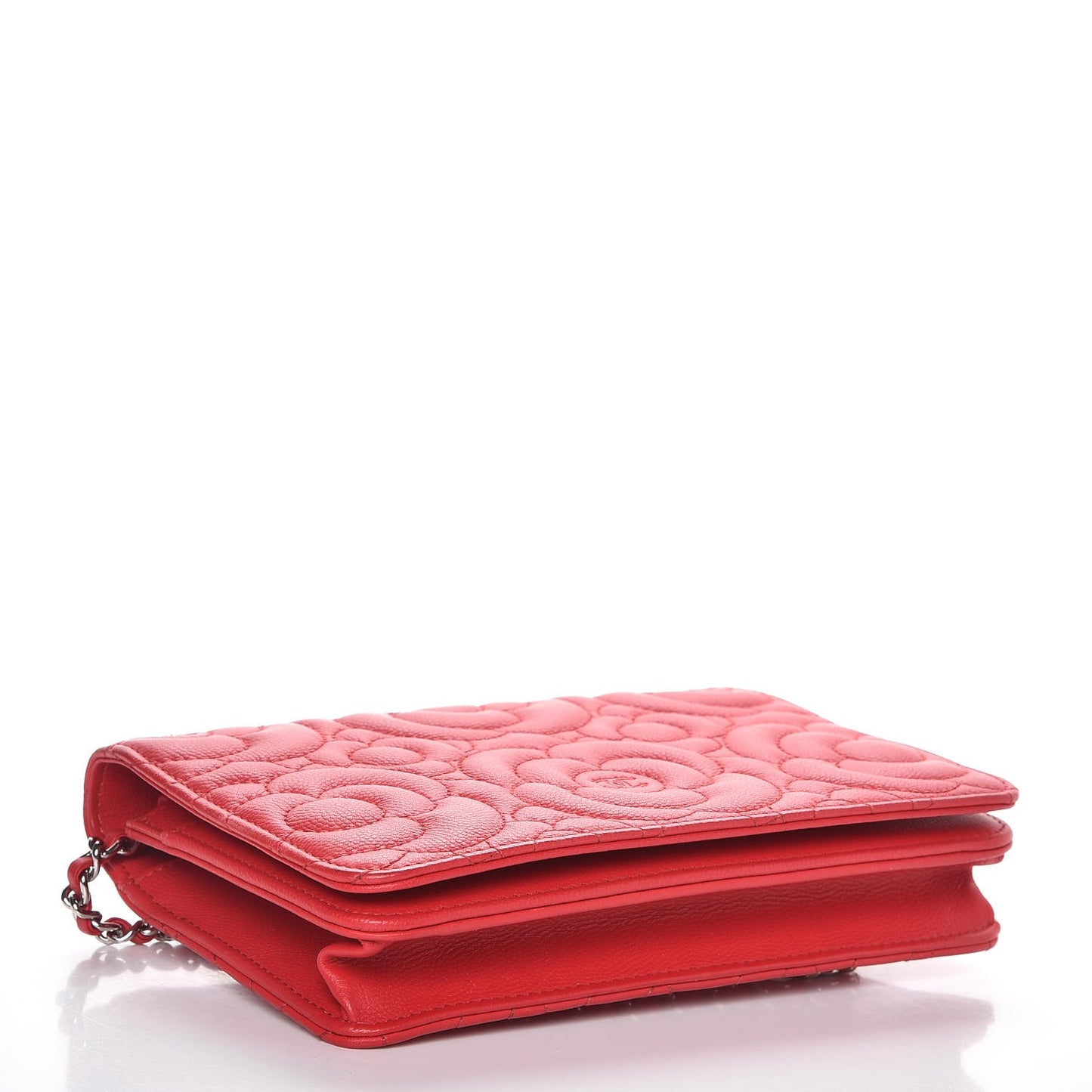 Caviar Camellia Embossed Wallet On Chain WOC Red