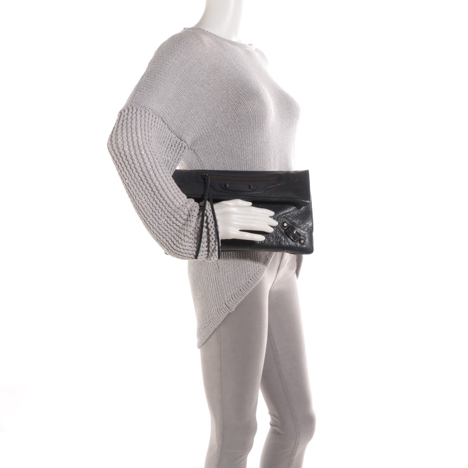 Balenciaga Agneau Classic Hardware Envelope Clutch Anthracite 2 of 9