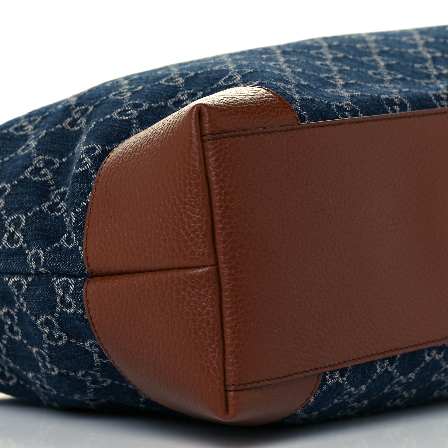 New Denim GG Monogram Medium Ophidia Shopping Tote Blue Tea Cuir