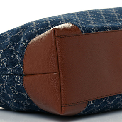 Gucci New Denim GG Monogram Medium Ophidia Shopping Tote Blue Tea Cuir 10 of 11