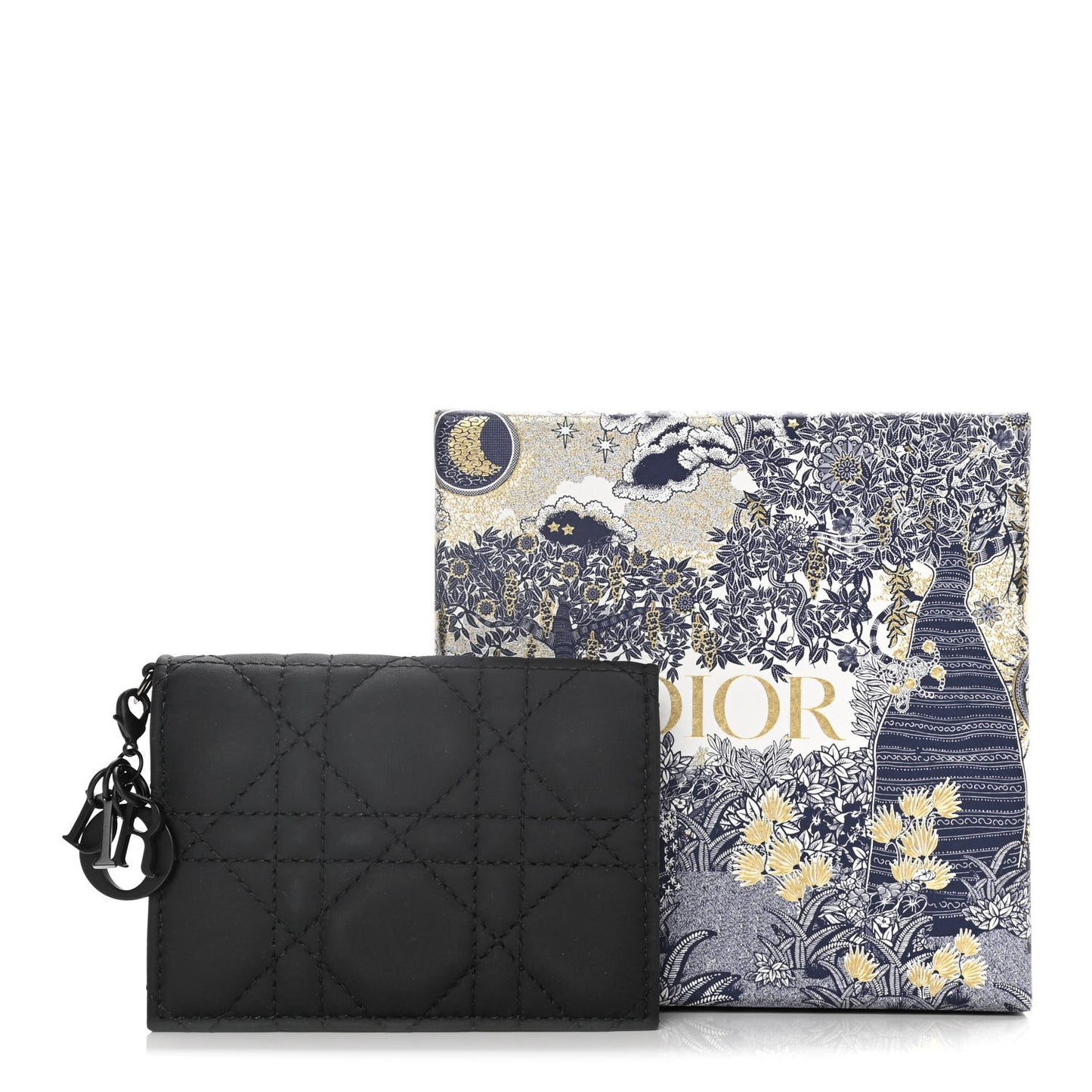 Ultra Matte Calfskin Small Lady Dior Flap Card Holder Black