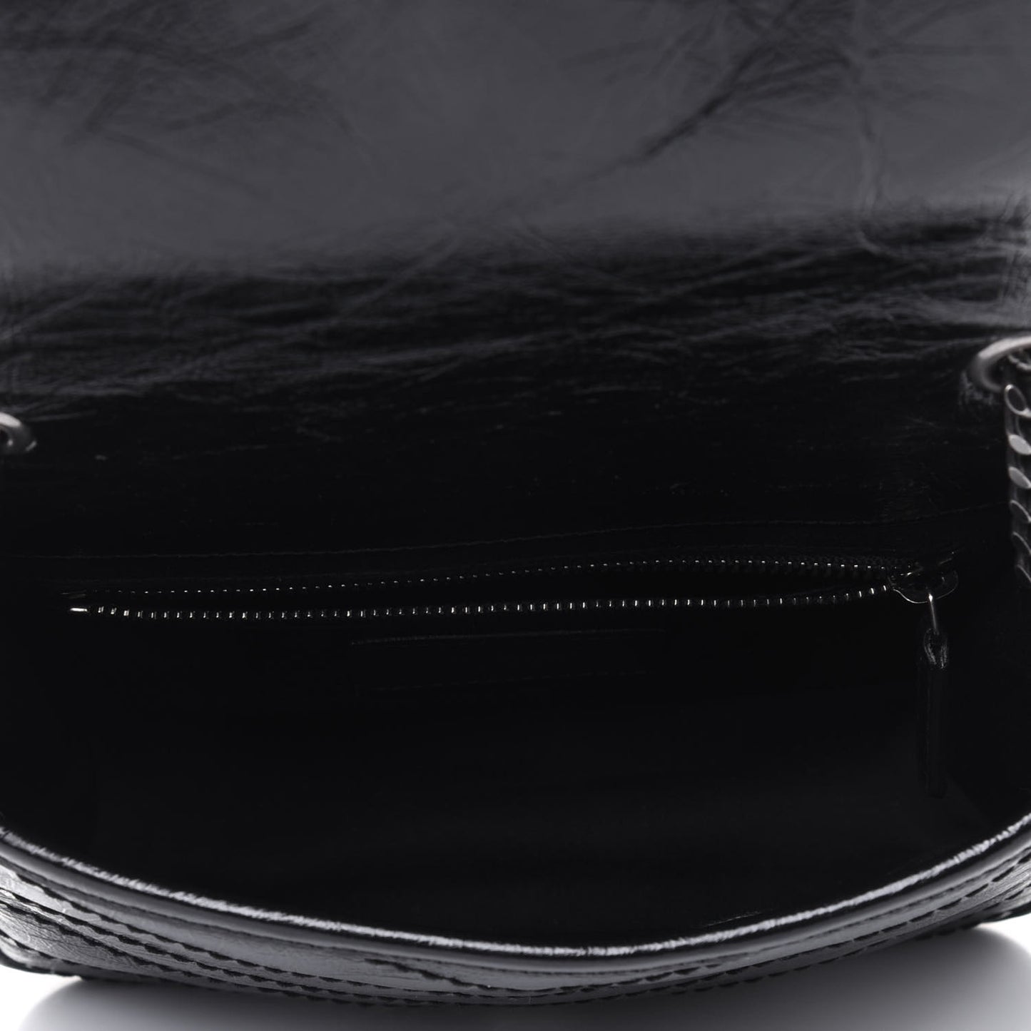 Crinkled Calfskin Matelasse Monogram Niki Chain Wallet Black