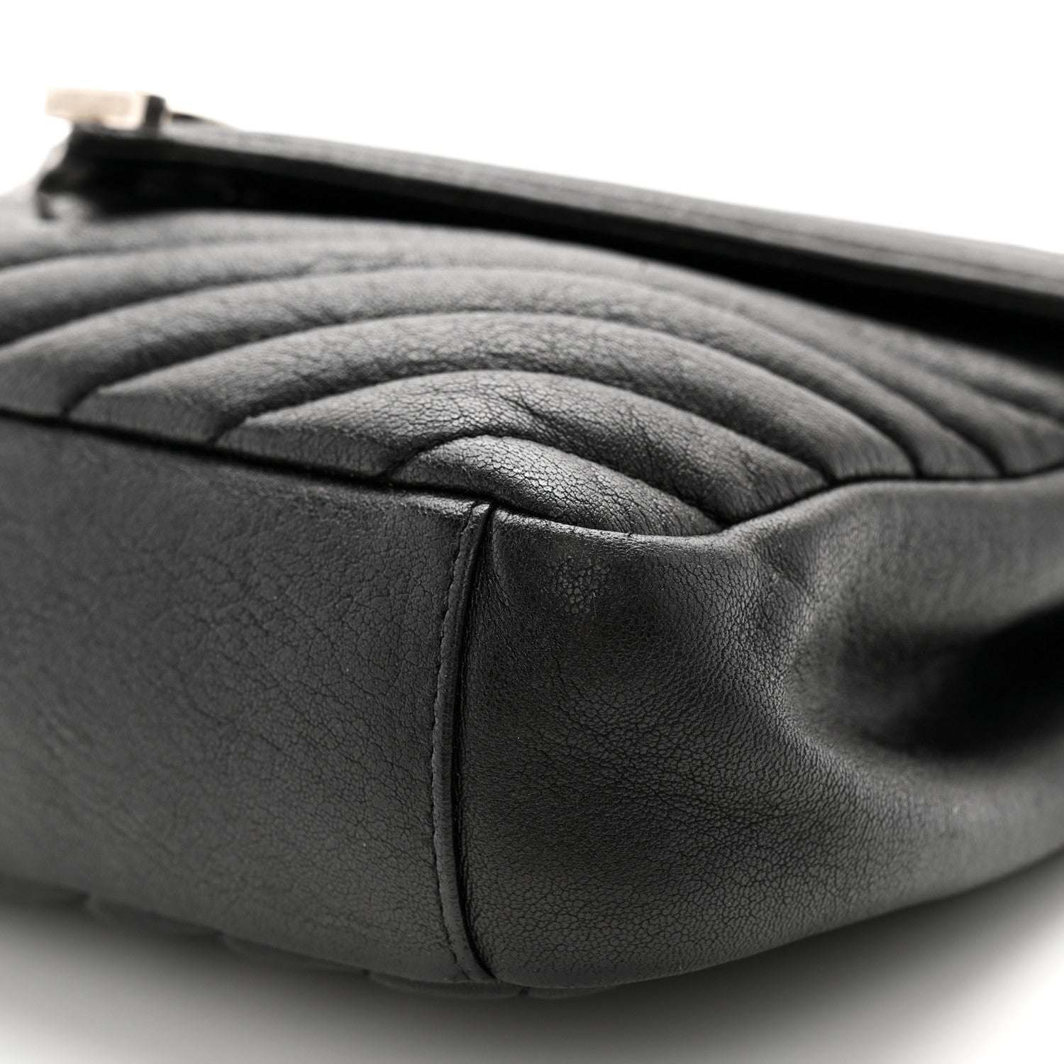 Saint Laurent Sheepskin Matelasse Chevron Monogram Medium College Bag Black 11 of 13