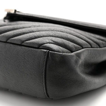 Saint Laurent Sheepskin Matelasse Chevron Monogram Medium College Bag Black 11 of 13