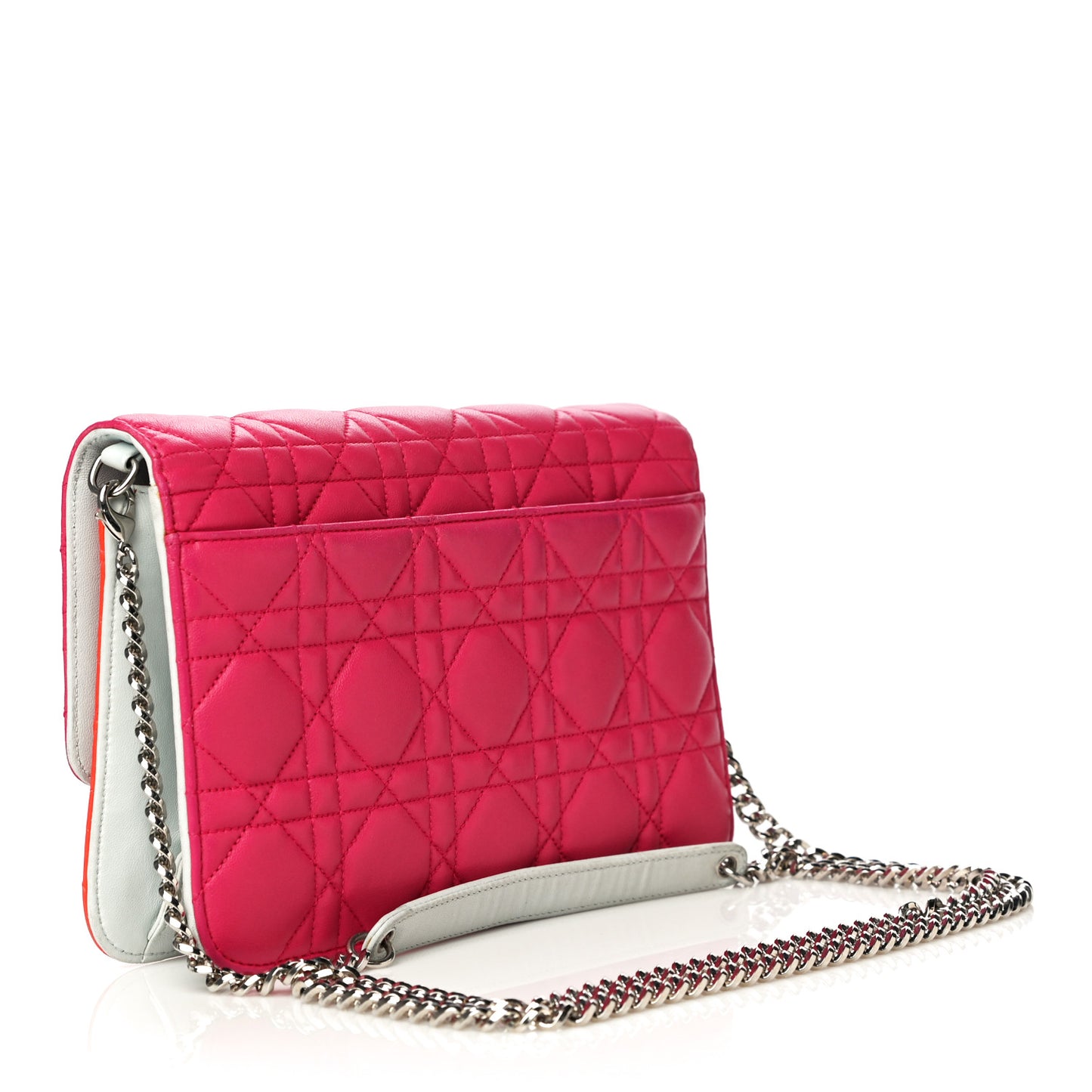 Lambskin Cannage Miss Dior Promenade Pouch Pink Red