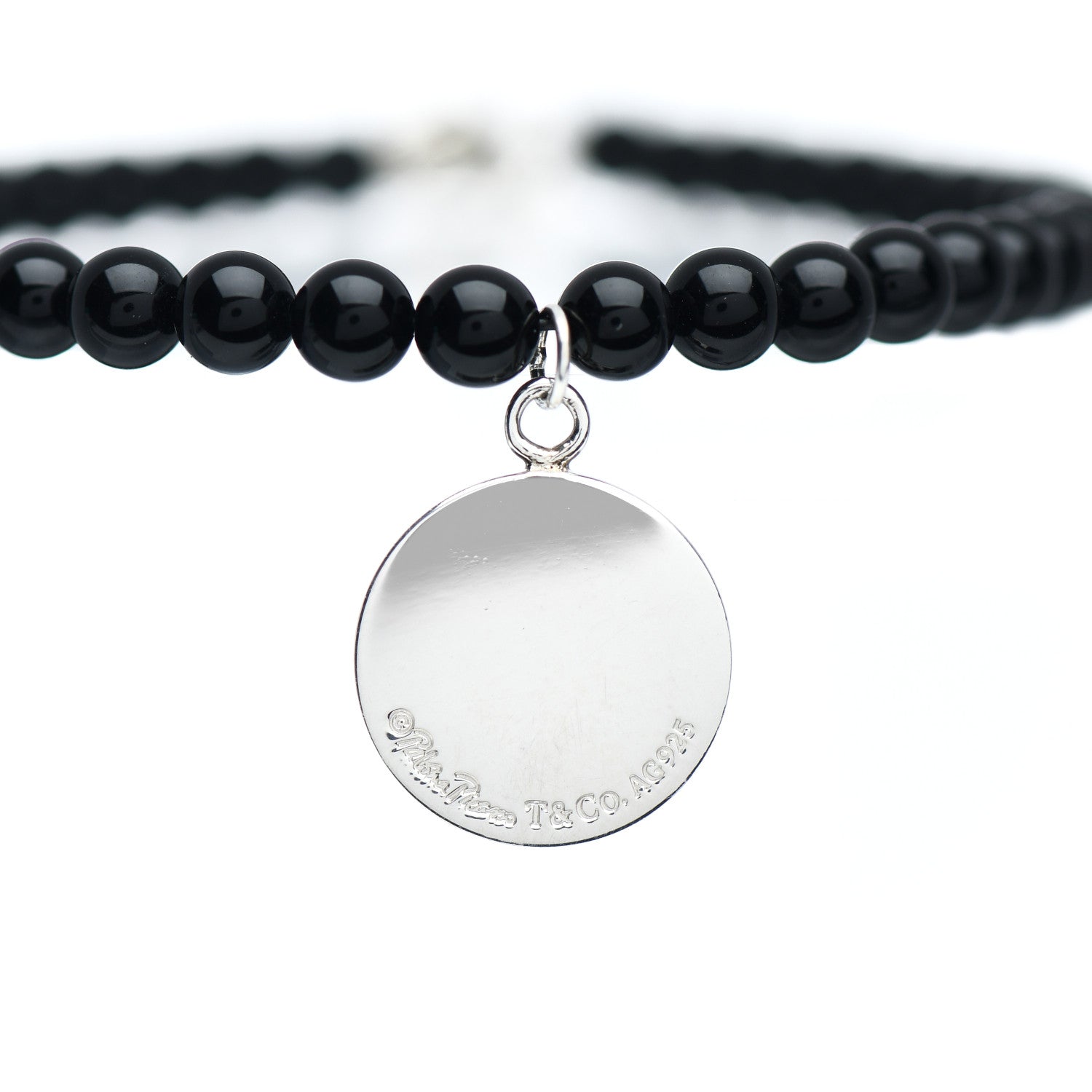 Tiffany Sterling Silver Black Onyx 4mm Bead Paloma Picasso Loving Heart Bracelet 4 of 4