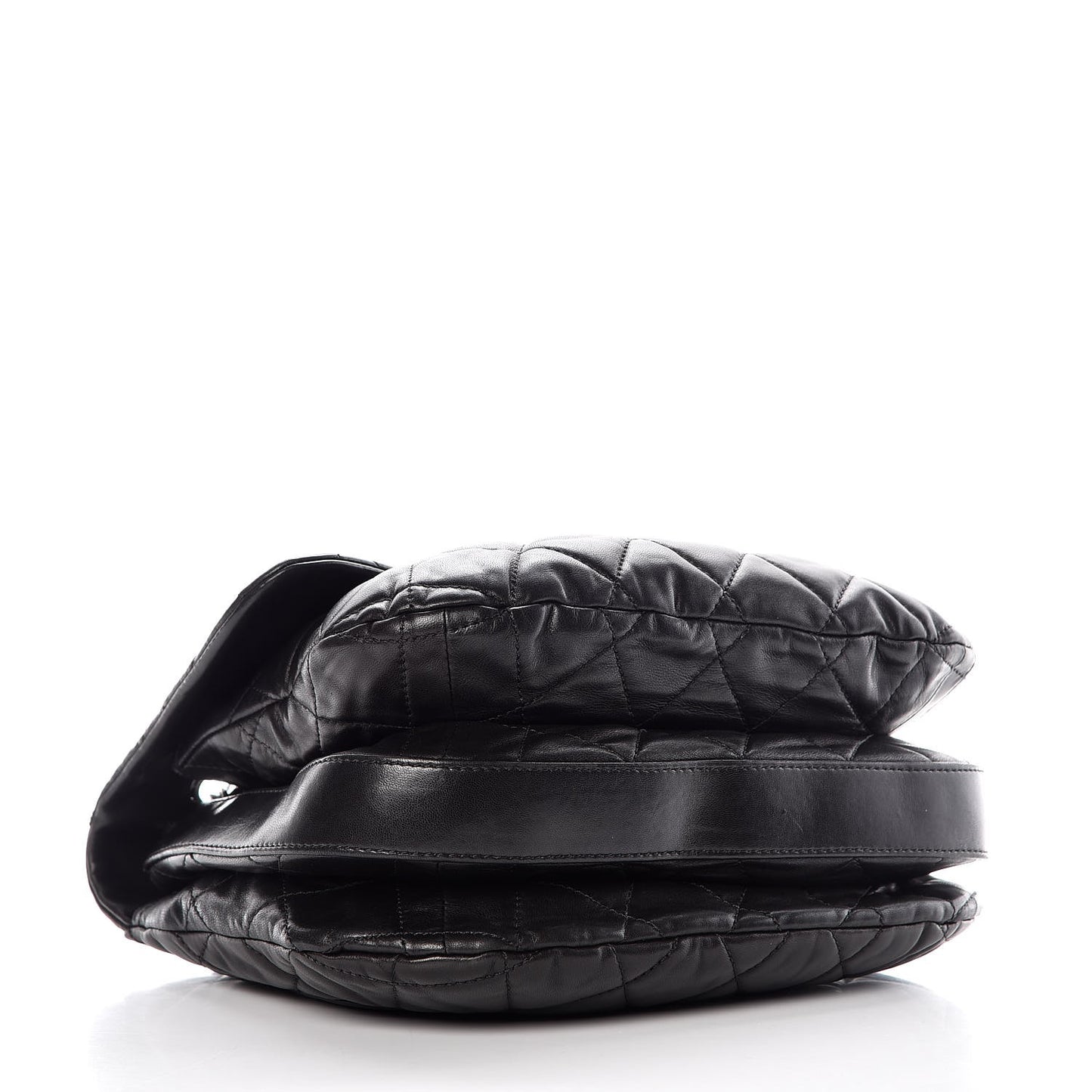 Lambskin Quilted 3 Large Flap Black