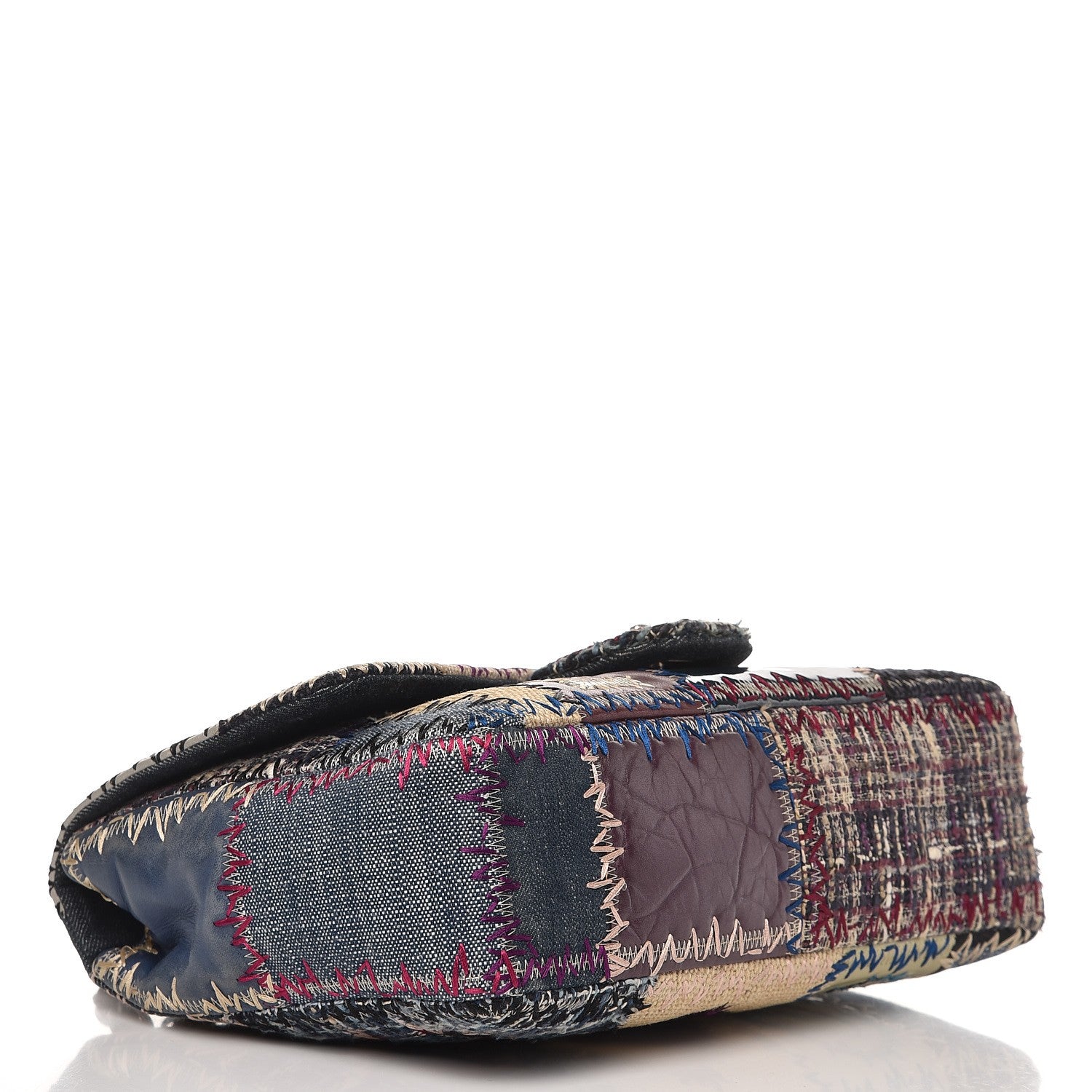 Chanel Denim Tweed Patchwork Jumbo Single Flap Multicolor 5 of 9