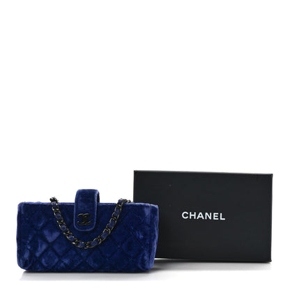 Chanel Velvet Quilted Mini Phone Holder Crossbody Bag Blue 10 of 10