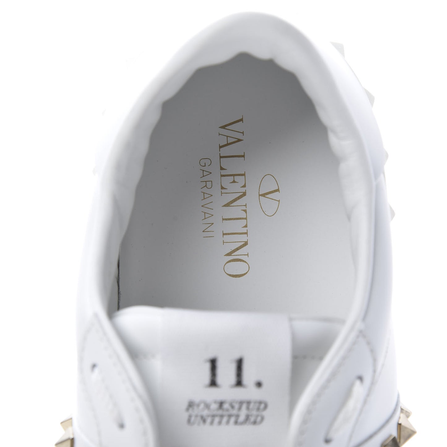 Calfskin Mens Rockstud Untitled Open Sneakers 43 White