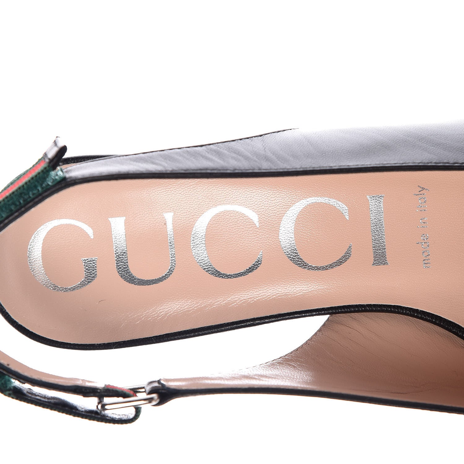 Gucci Malaga Kid Web Horsebit Low Heel Slingback Pumps 38.5 Black 6 of 8