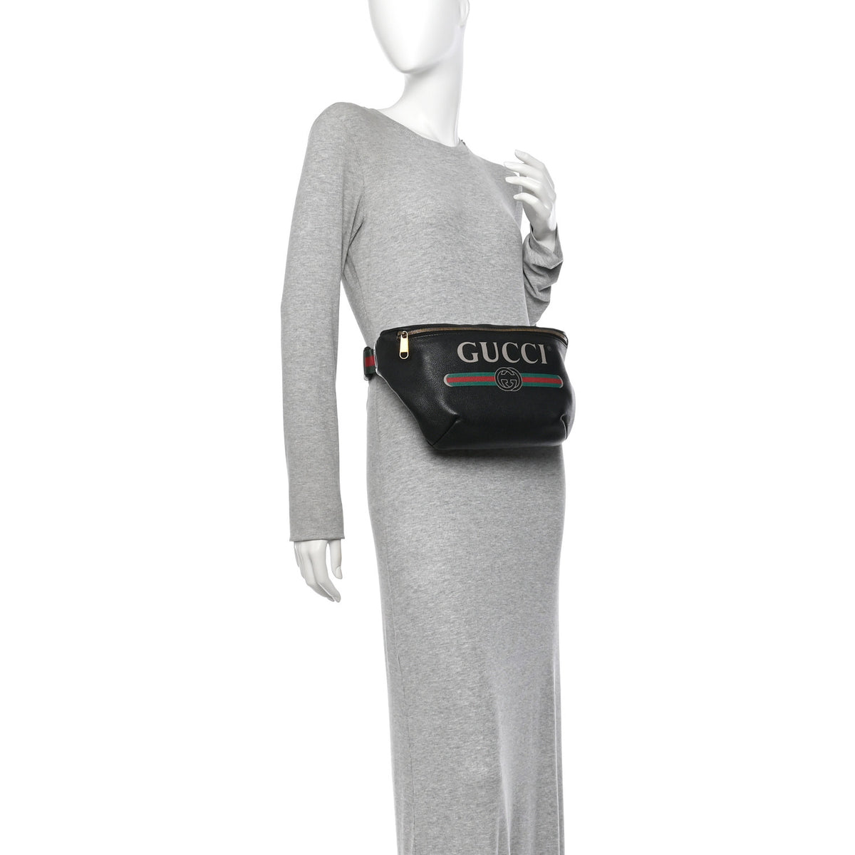 Grained Calfskin Logo Belt Bag Black
