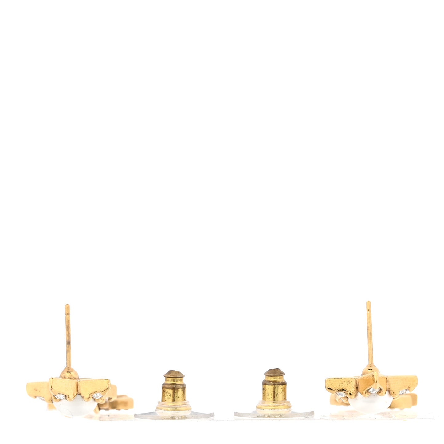 Crystal CC Pearl Star Drop Earrings Gold