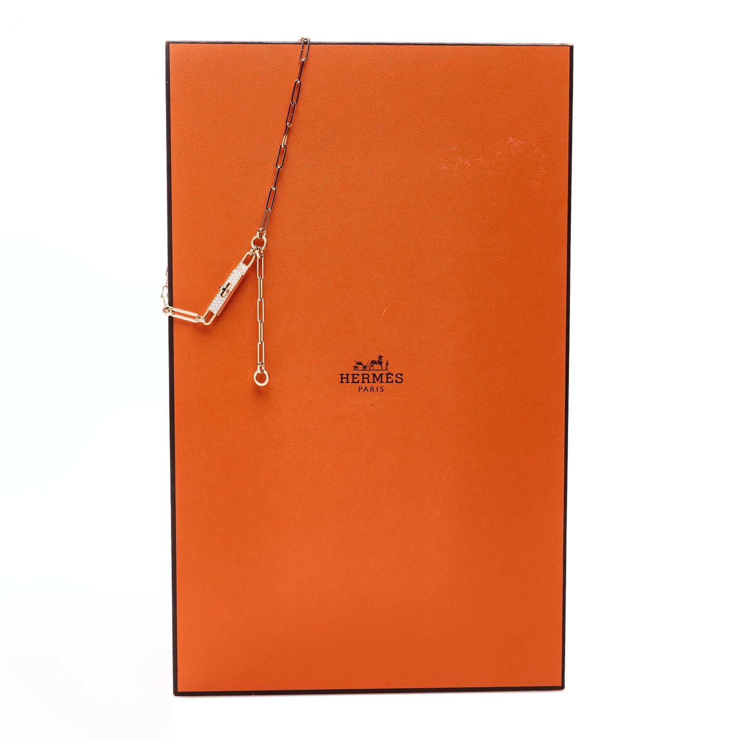 Hermes 18K Rose Gold Diamond Pave PM Kelly Chaine Lariat Necklace SH 5 of 5