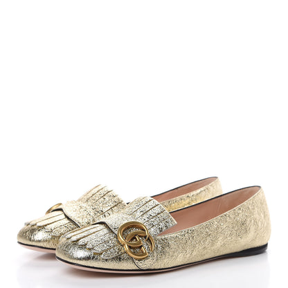 Gucci Galassia GG Marmont Fringe Flats 36.5 Platino 3 of 8