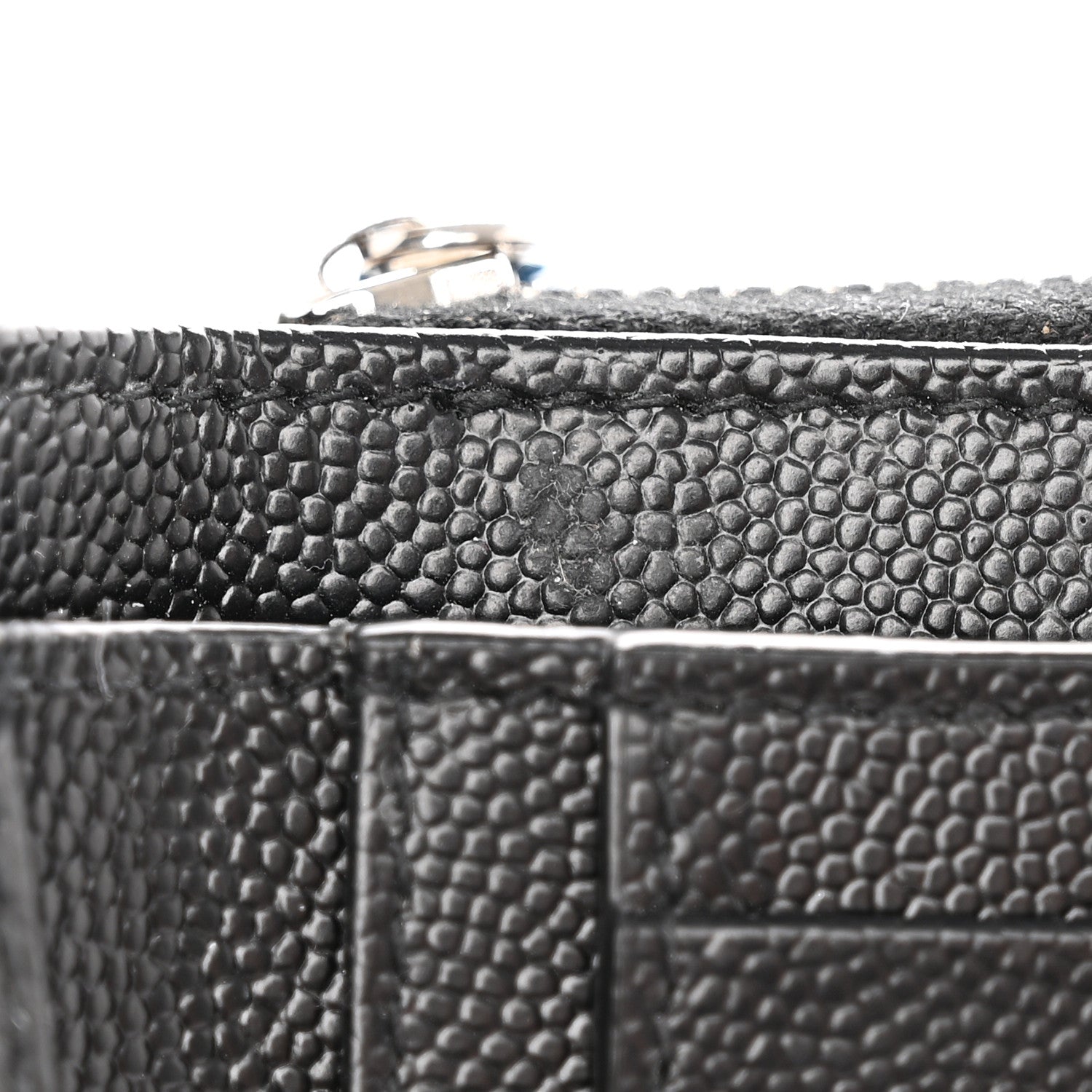 Saint Laurent Grain De Poudre Matelasse Chevron Monogram Compact Zip Around Wallet Black 8 of 11