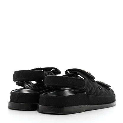 Chanel Mixed Fibers Velcro Dad Sandals 38 Black 4 of 8