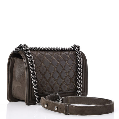 Chanel Iridescent Calfskin Quilted Medium Boy Flap Dark Khaki 4 of 9