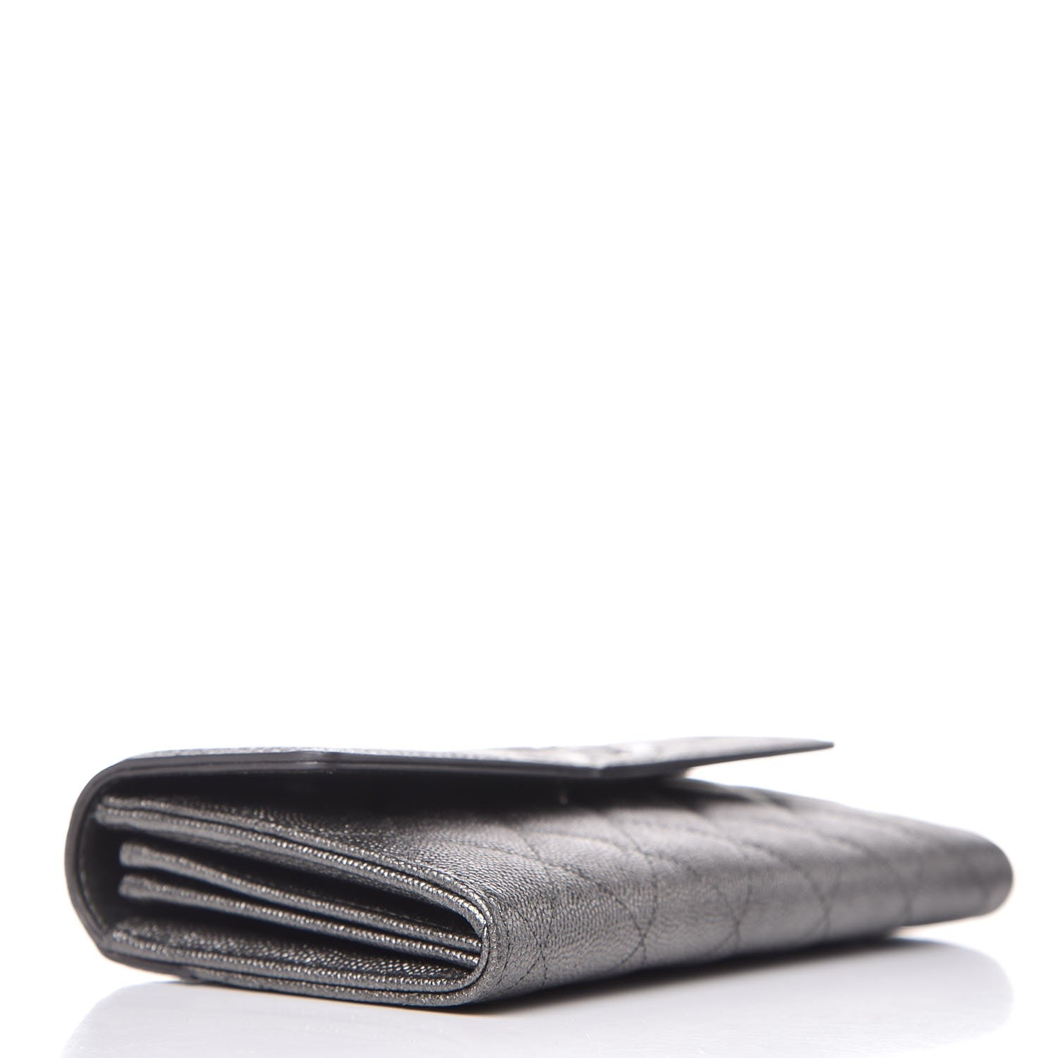Chanel Metallic Caviar Filigree Flap Wallet Dark Silver 4 of 9