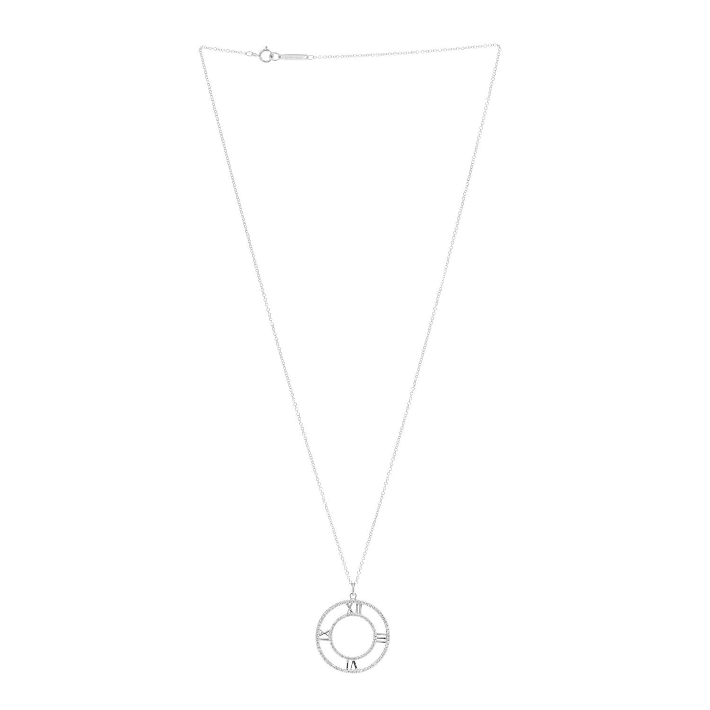 18K White Gold Diamond Medium Atlas Open Pave Pendant Necklace