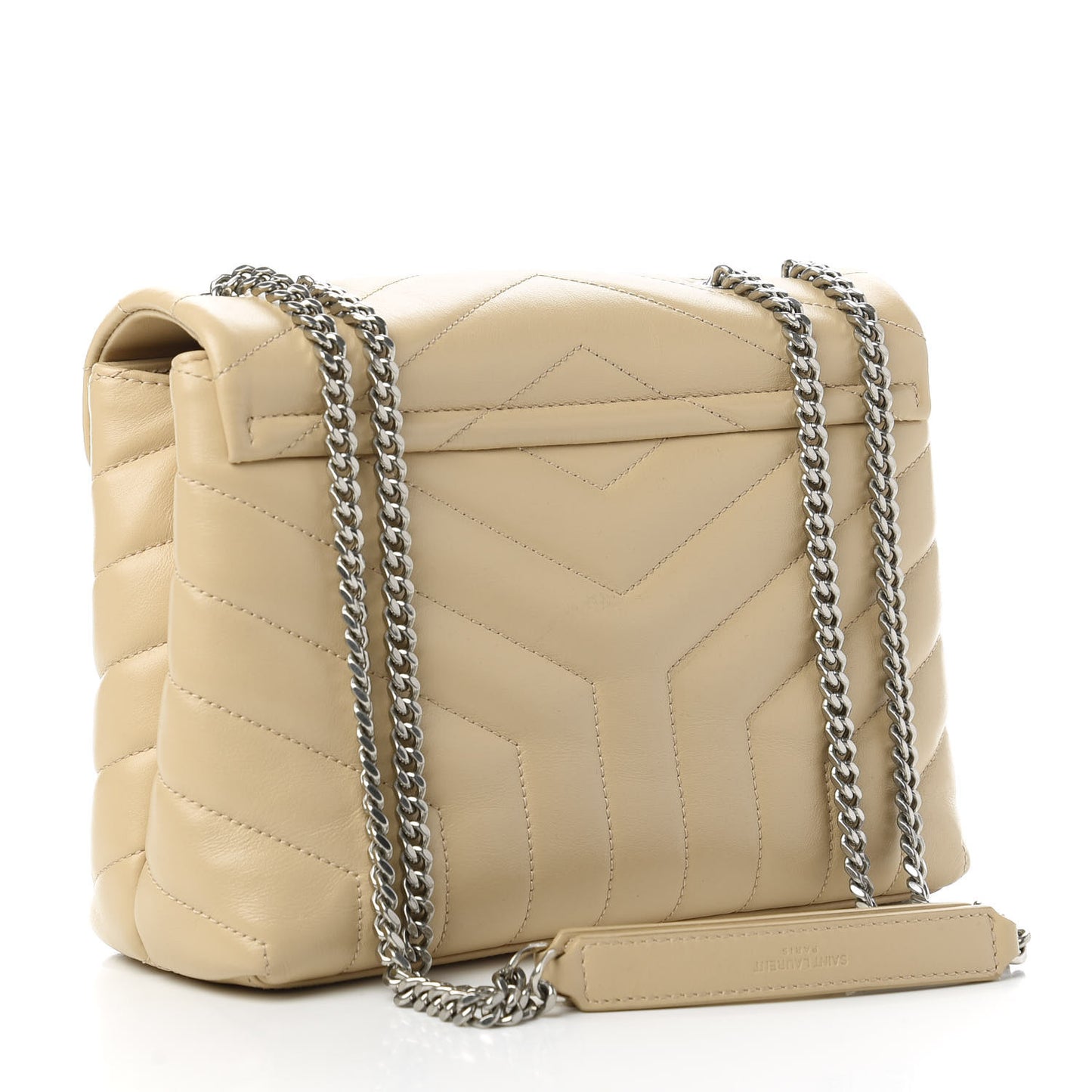 Calfskin Y Quilted Monogram Small Loulou Chain Satchel Nude Powder