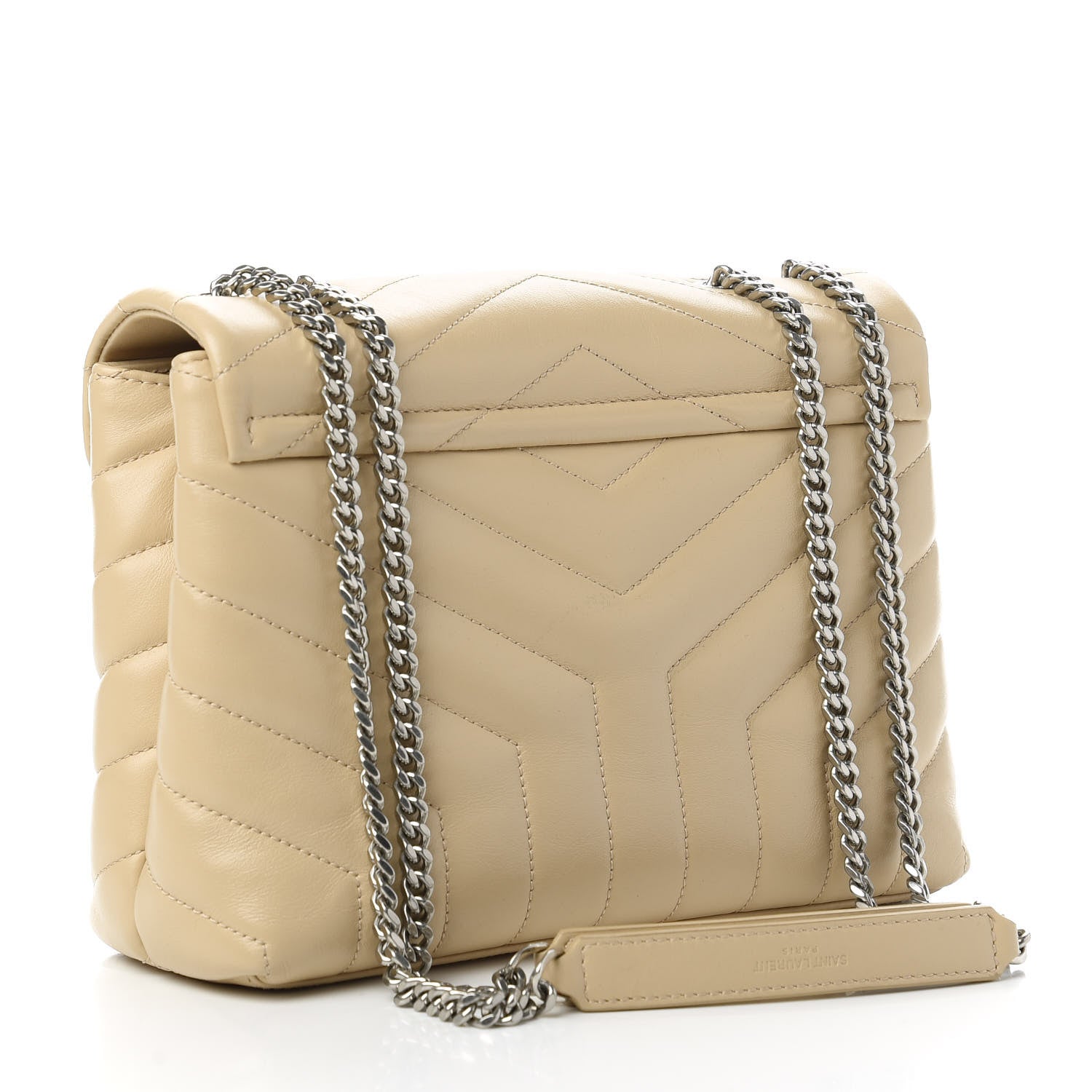 Saint Laurent Calfskin Y Quilted Monogram Small Loulou Chain Satchel Nude Powder 3 of 10