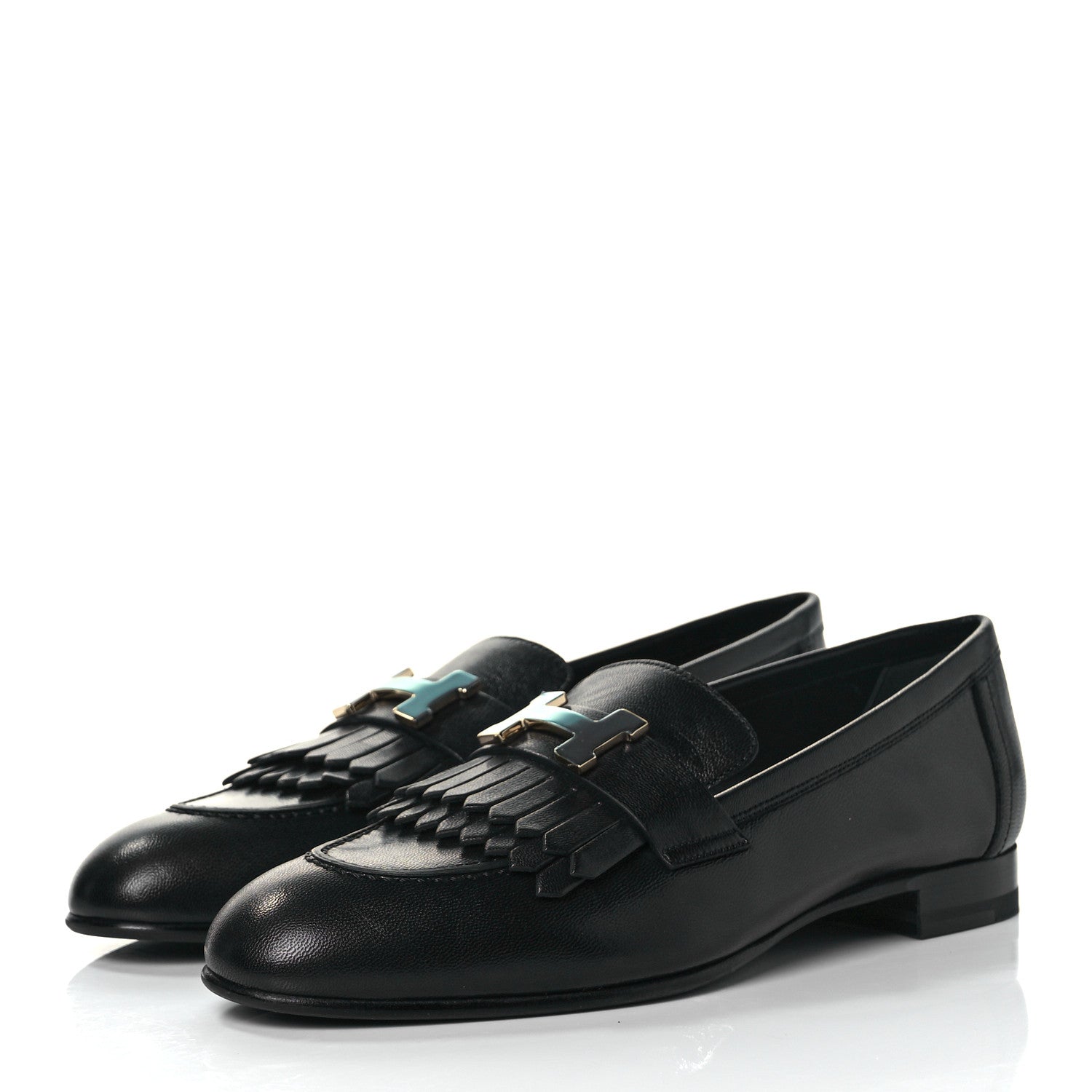 Hermes Goatskin Womens Royal Loafers 36.5 Black 3 of 9