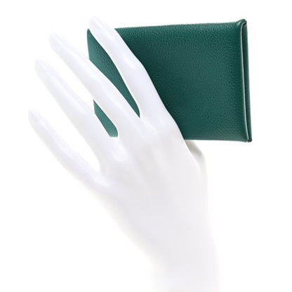Hermes Evercolor Calvi Verso Card Case Malachite Bleu Atoll 2 of 8