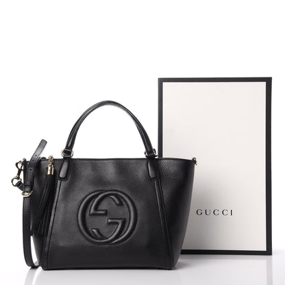 Gucci Pebbled Calfskin Small Soho Top Handle Bag Black 8 of 8