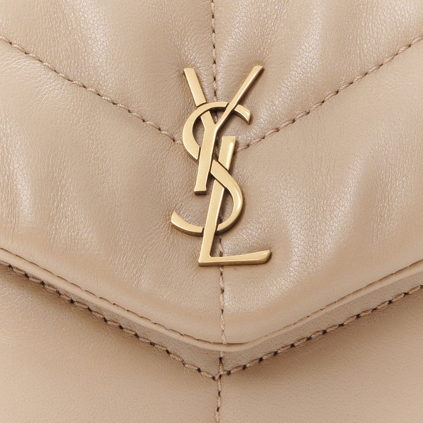 Lambskin Monogram Loulou Puffer Pouch Clutch Dark Beige