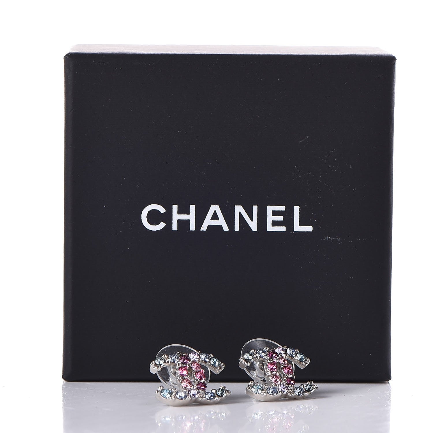 Chanel Crystal CC Earrings Silver Multicolor 5 of 5