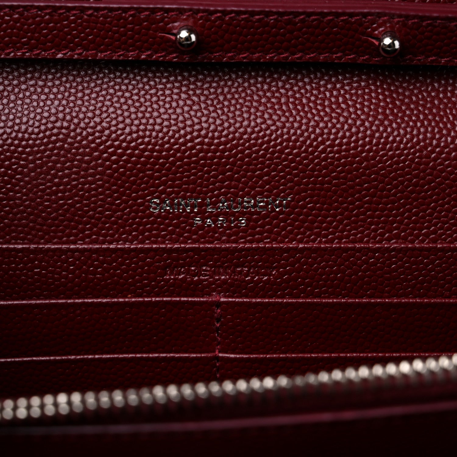 Saint Laurent Grain De Poudre Matelasse Chevron Monogram Chain Wallet Palissandre 6 of 14