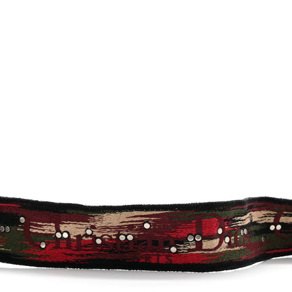 Christian Dior Canvas Embroidered Studded Bohemian Shoulder Strap Red 4 of 5