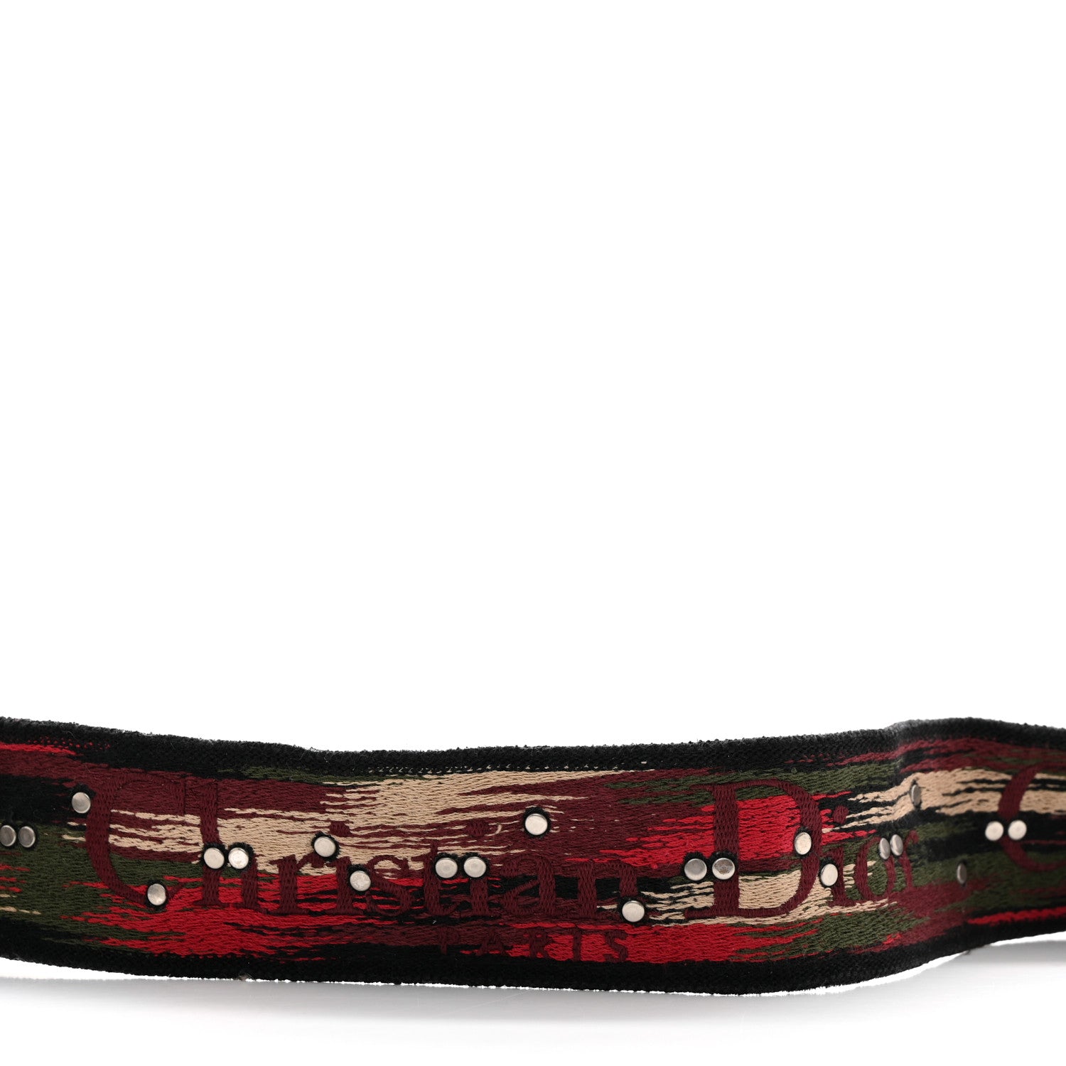 Christian Dior Canvas Embroidered Studded Bohemian Shoulder Strap Red 4 of 5